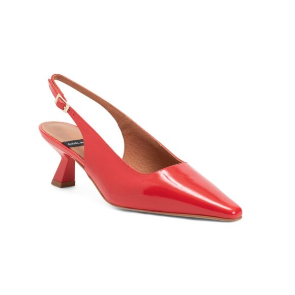 ANGEL ALARCON Red Made In Spain Leather Kitten Heel Slingback Shoes - Picture 1 of 2
